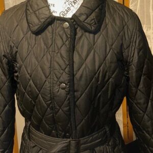 Faded Glory Black Quilted Trench Coat
